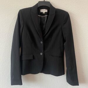 Calvin Klein Black Luxe Stretch 2 Button Notch Lapel Long Sleeve Blazer Size 2